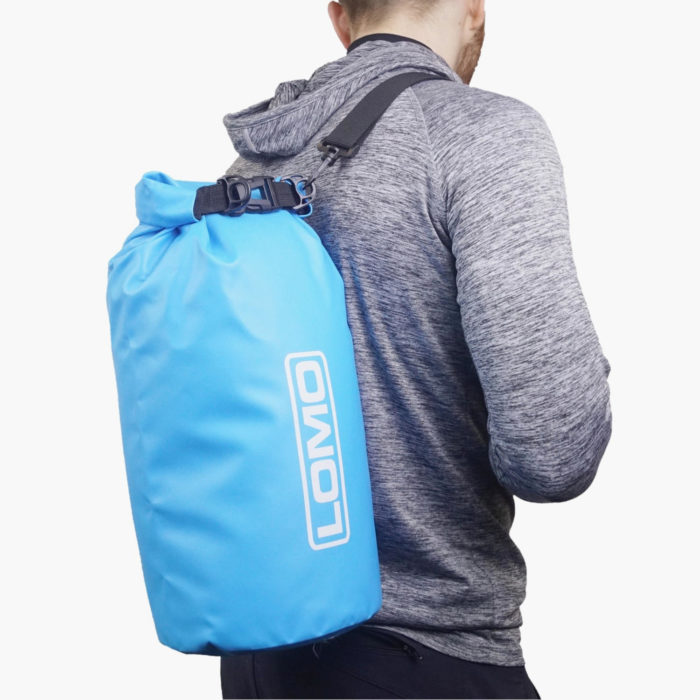 10L Dry Bag Blue - Using With Shoulder Strap