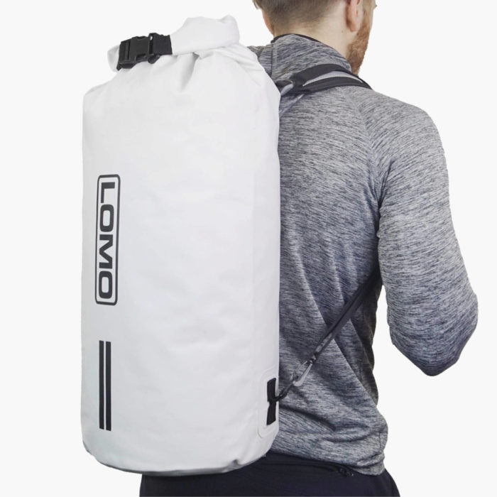 20L Dry Bag Rucksack White - Using As Backpack