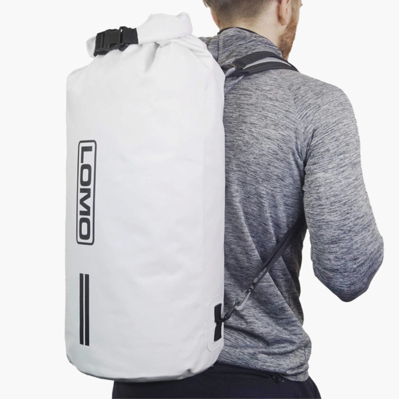 20L Dry Bag Rucksack White - Using As Backpack