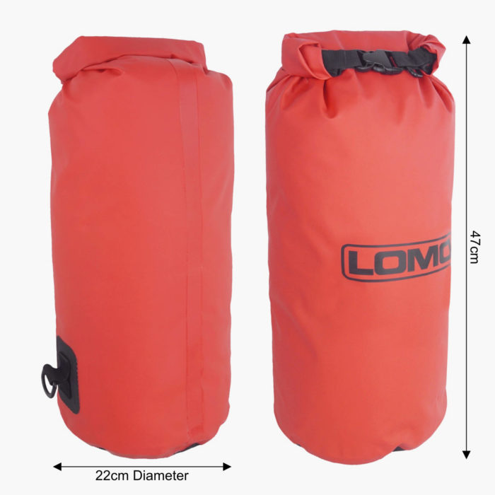 20L Heavy Duty Dry Bag Red - Dimensions