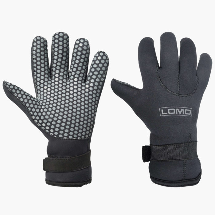 Black 3mm Neoprene Gloves - Elastic Velcro Wrist Closure
