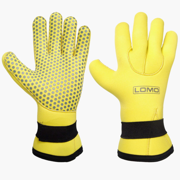 Yellow 5mm Neoprene Gloves - Blind Stitched and Glued Seams