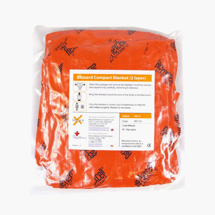 Blizzard Compact Blanket Orange - Sealed Packet View