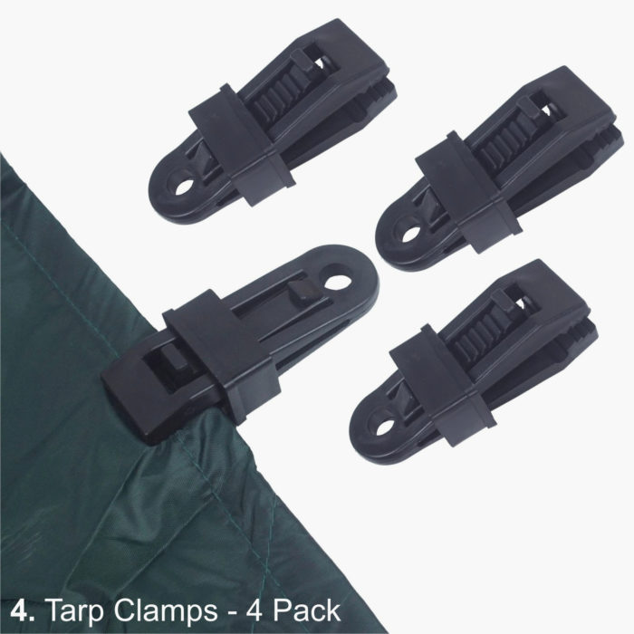 Bushcraft Survival Bivi Shelter Tarp Set - 4 Pack of Tarp Clamps
