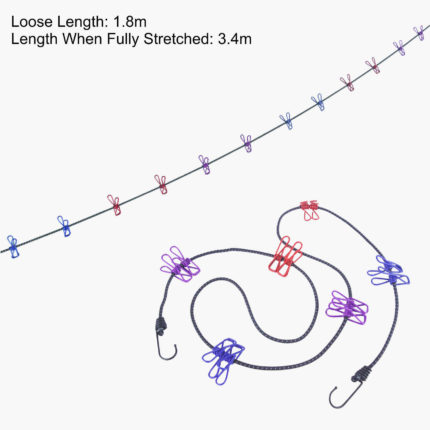 Bungee Clothesline With Pegs - Line Dimensions