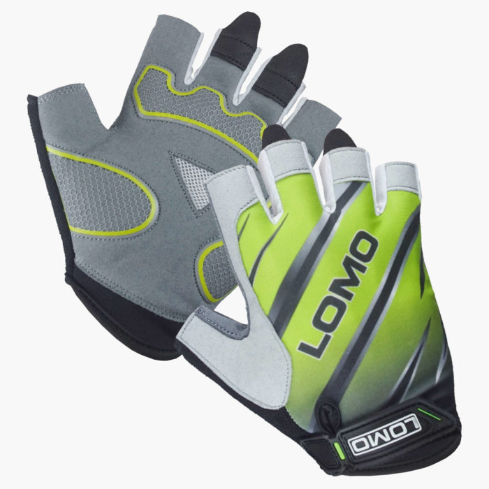 Grey / Lime Short Finger Cycling Gloves - Handle Bar Padding