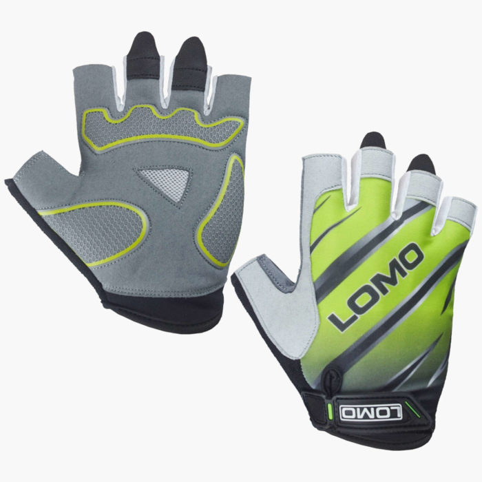 Grey / Lime Short Finger Cycling Gloves - Air Mesh Ventilated Palm