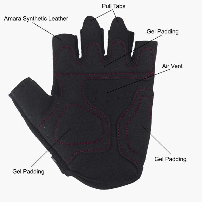 Grey / Lime Short Finger Cycling Gloves - Features Diagram