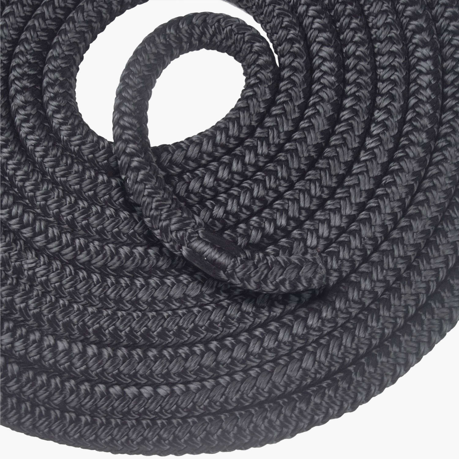 Dock Line / Mooring Line, 3/8 9.5mm x 15ft 4.6m Double Braided Nylon Rope  - Black