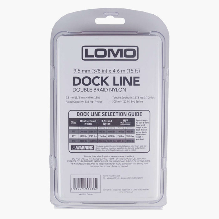 15ft Double Braid Nylon Dock Line - Back Specifications