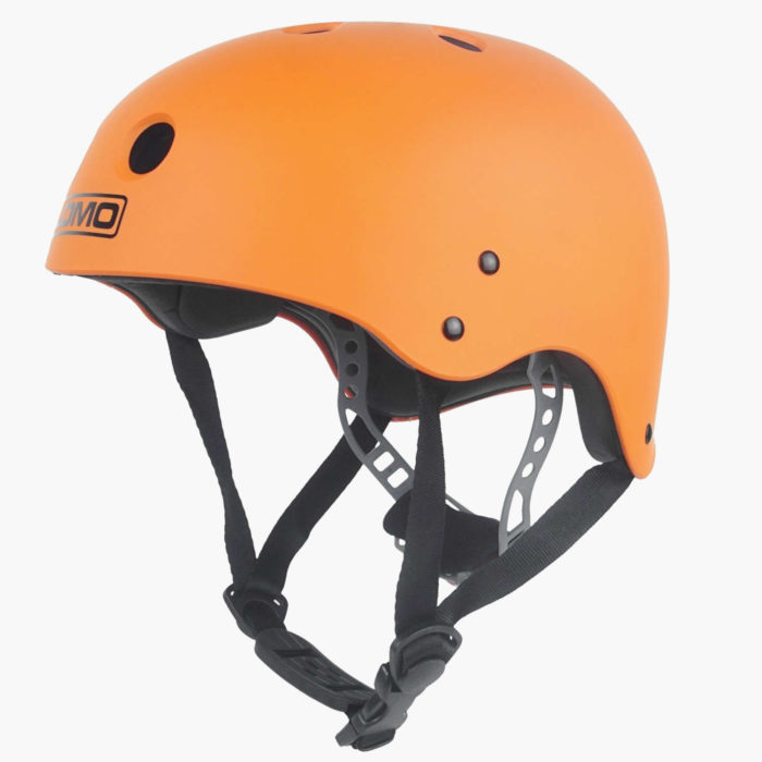 Orange Kayak Helmet -Chin Strap Buckle View
