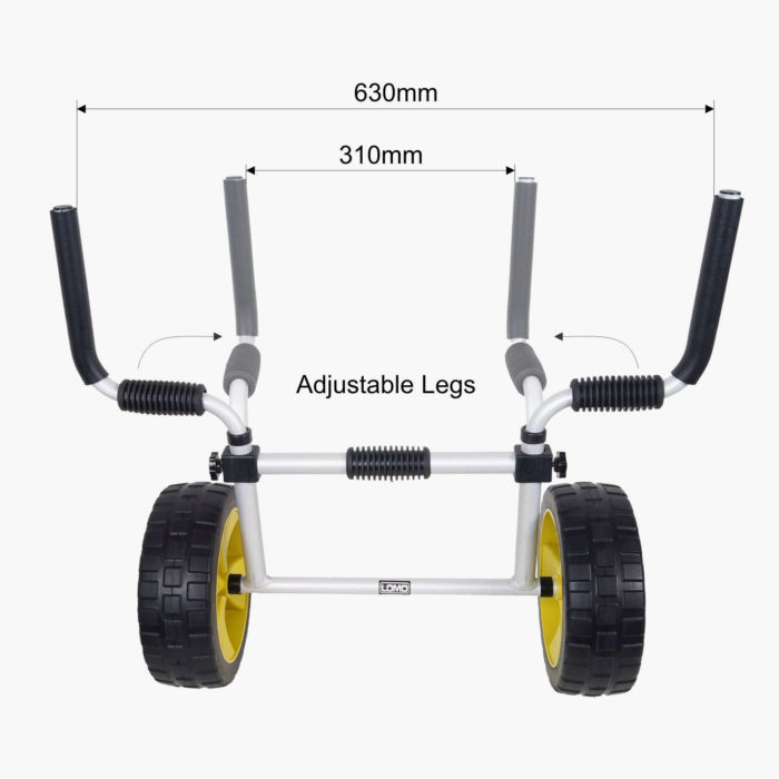 Sit On Top Kayak Trolley - Adjustable Rods Dimensions