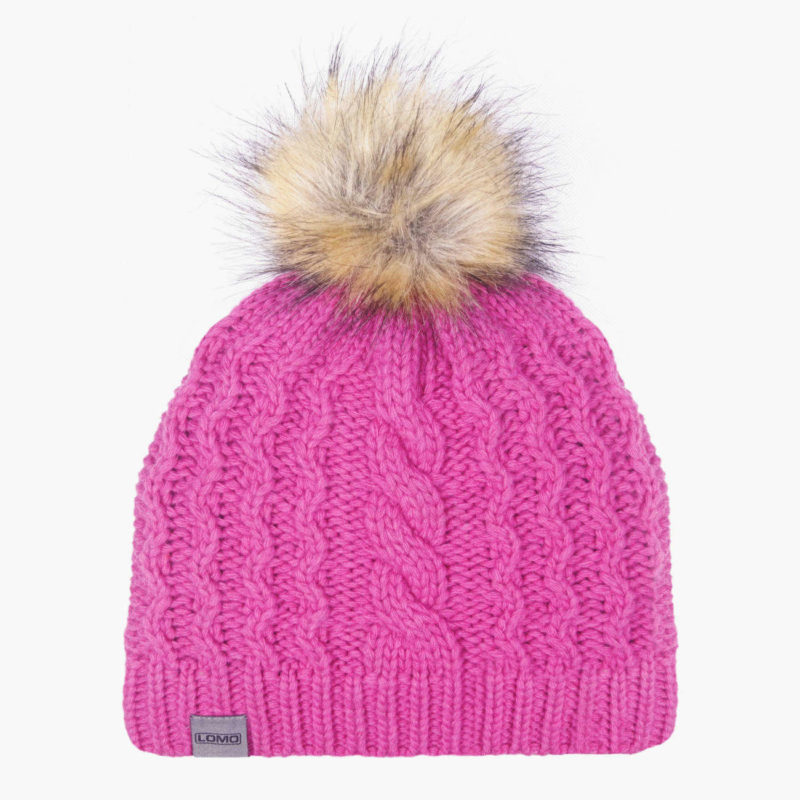 Lambswool Faux Fur Bobble Hat - Pink