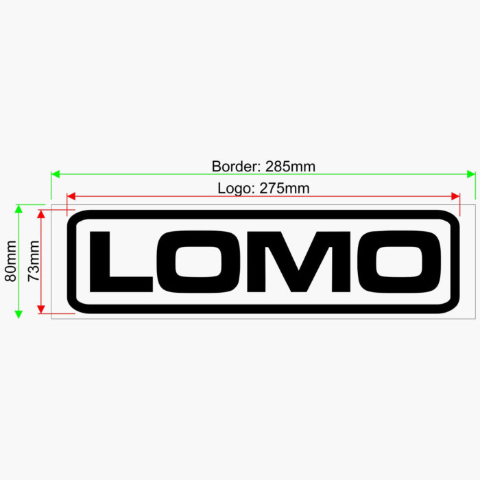 Lomo Logo Jumbo Sticker - Dimensions