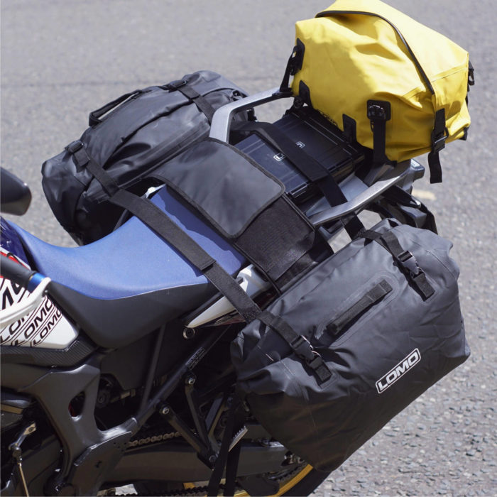 Motorbike Soft Pannier Dry Bags - View Mounted on Motorcycle