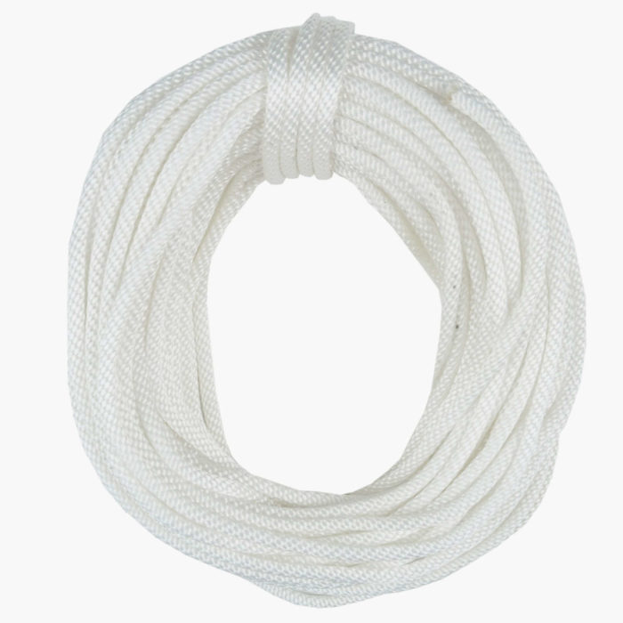 4mm Solid Braid Nylon Rope 100ft White - Sealed Ends