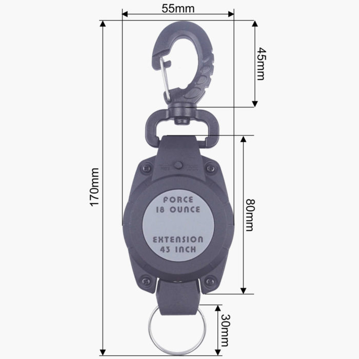 Retractable Lanyard - Front Dimensions