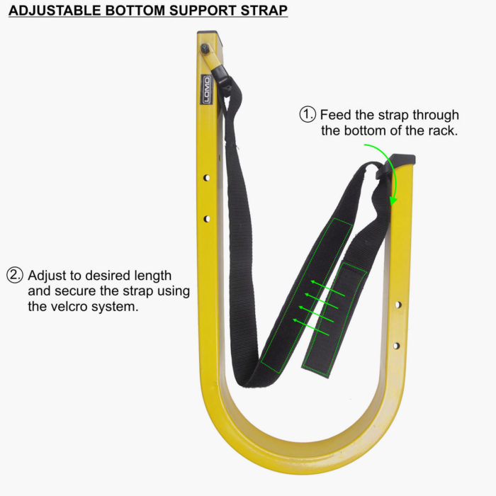 Surfboard or SUP Board Wall Rack - Adjustable Bottom Support Strap