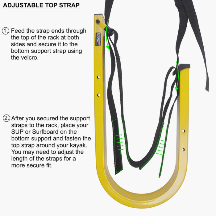 Surfboard or SUP Board Wall Rack - Adjustable Top Strap