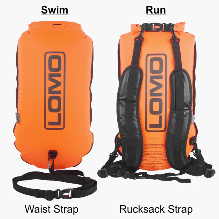 Swim Run Rucksack Tow Float - Front and Back