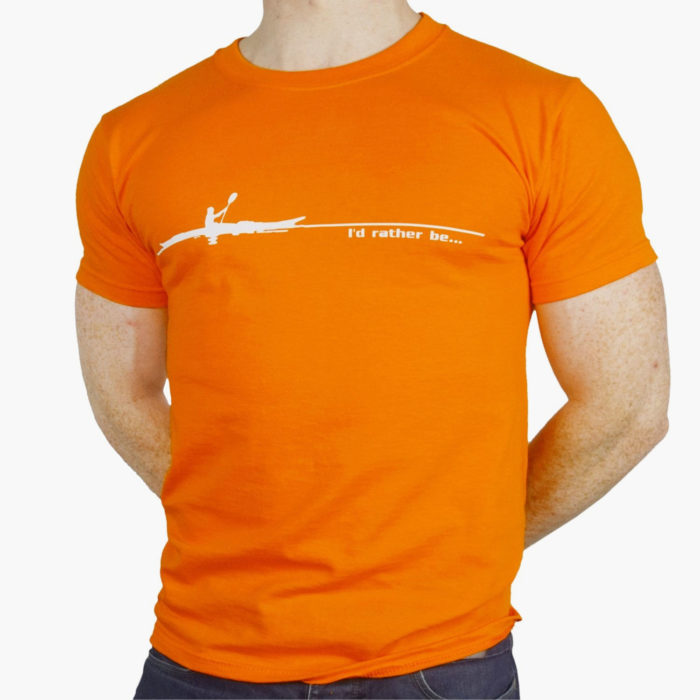 Orange "I'd Rather Be..." Kayaking T-Shirt - Front On View