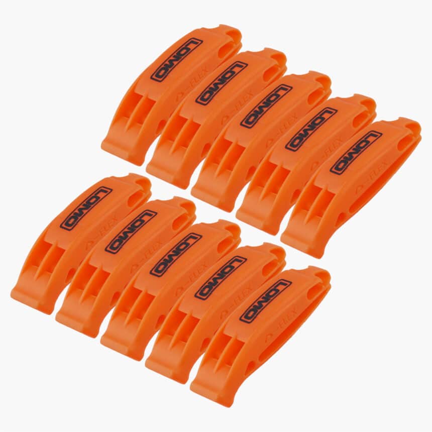 Orange Plastic Marine Safety Whistles / Perry Whistles 10 Pack Lomo Watersport UK. Wetsuits