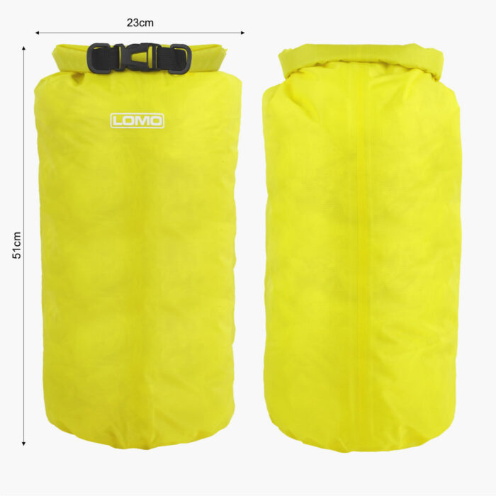 20L TPU Dry Bag Yellow Measurements