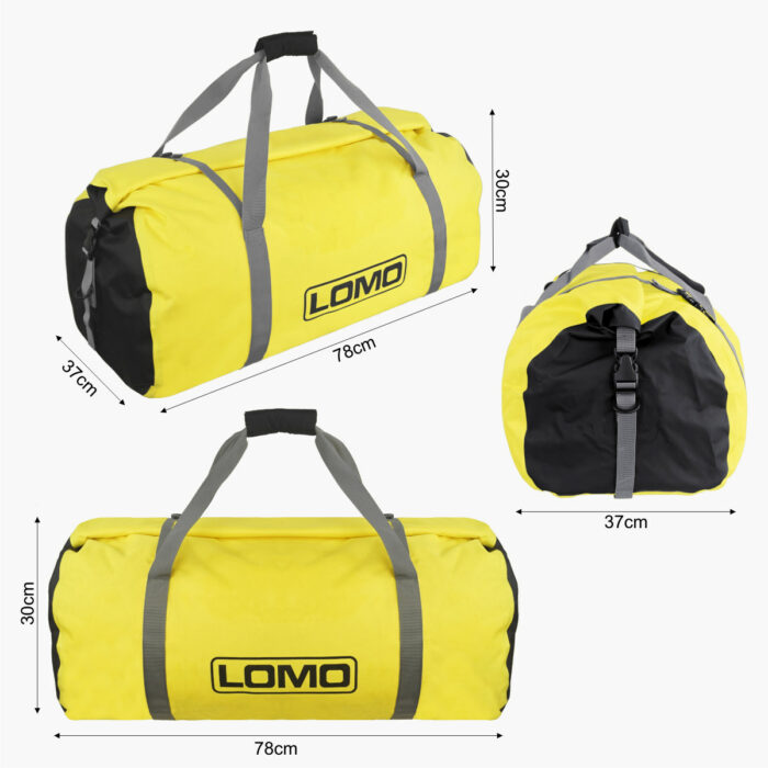 60L Holdall Dry Bag Yellow Dimensions
