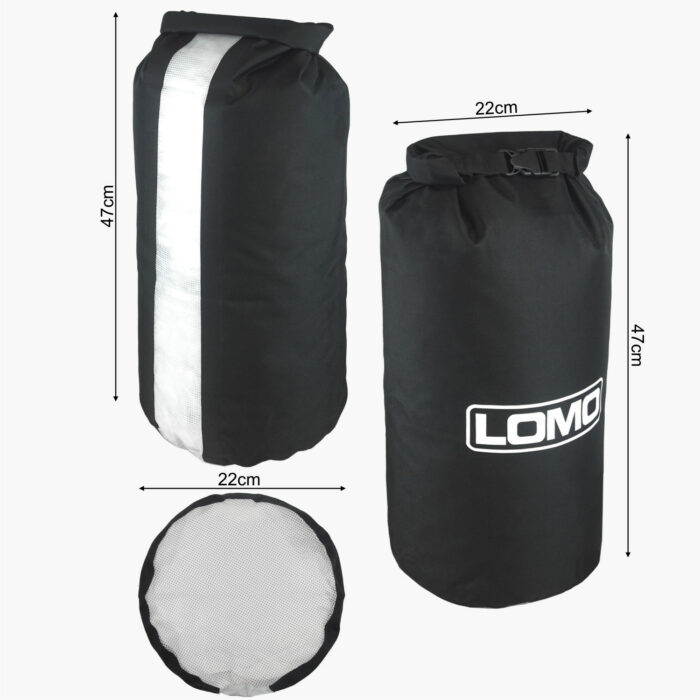 20L Dry Bag Black with Window Dimensions