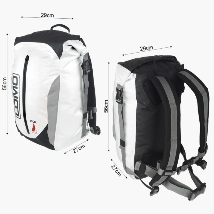 30L Dry Bag Daysack White Dimensions