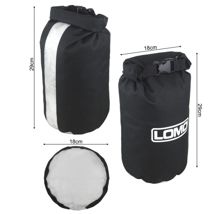 5L Dry Bag Black with Window Dimensions