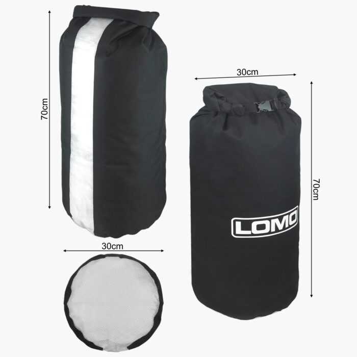 60L Dry Bag Black with Window Dimensions