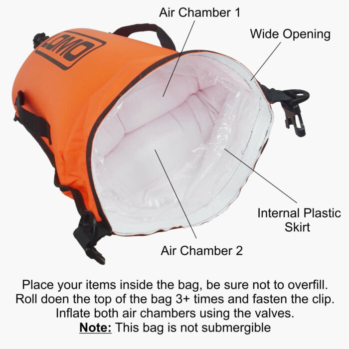 Dry Bag Tow Float Orange Internal View
