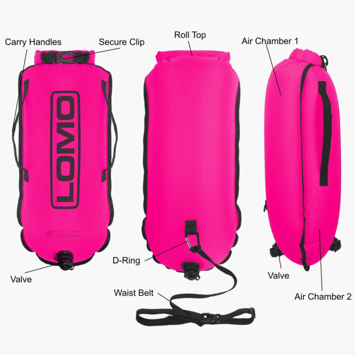 Dry Bag Tow Float Pink Features