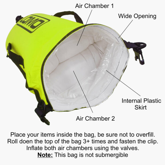 Dry Bag Tow Float Yellow Internal View