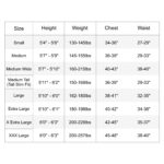 Cyclone 3mm Wetsuit Size Chart