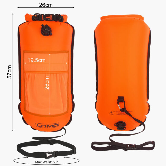 Dry Bag Tow Float With Mesh Pouch Belt Dimensions