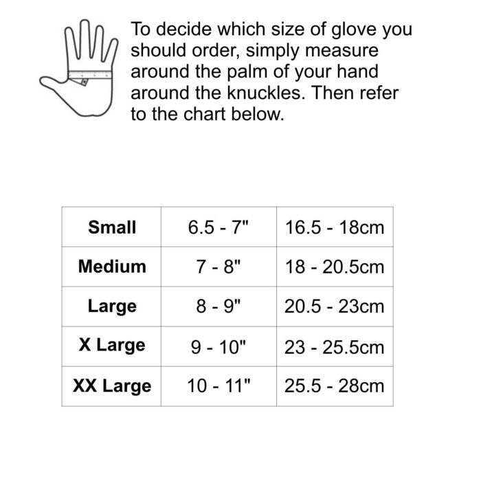 5mm Neoprene Wetsuit Gloves Yellow Size Chart