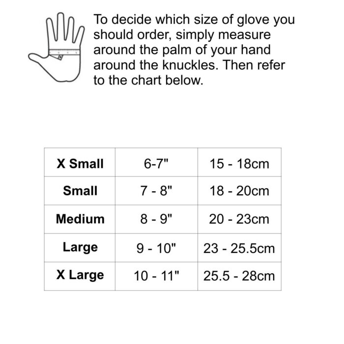 SG2 Short Finger Cycling Gloves Pink Size Chart