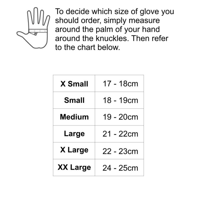 Swimming and Triathlon Gloves Size Chart