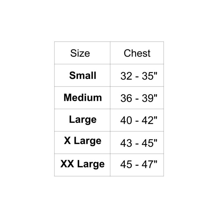 3mm Neoprene Swim Vest Men's Size Chart