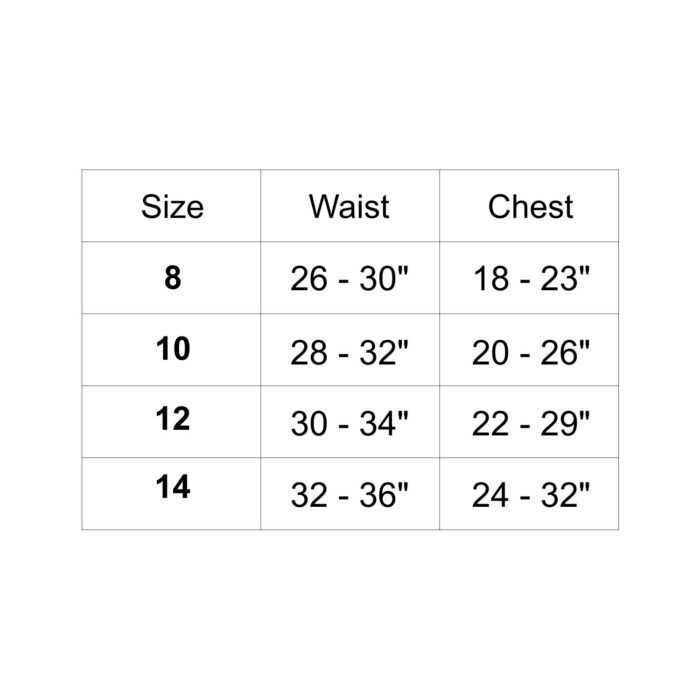 Spraytop CX Junior Size Chart