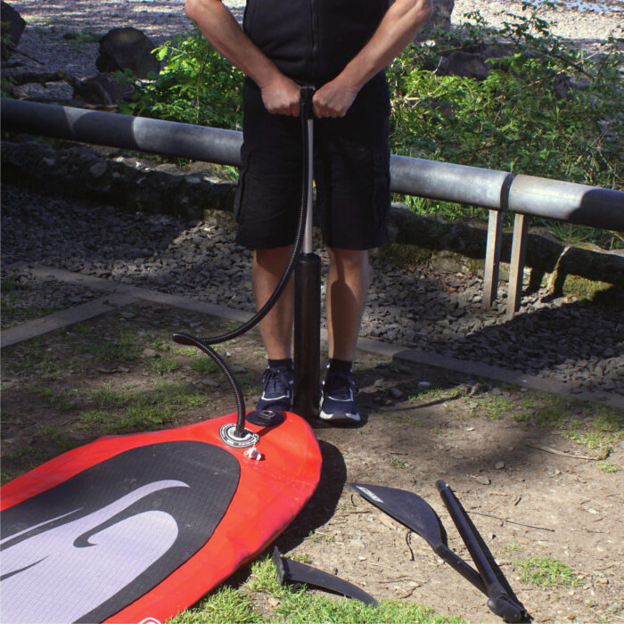 SUP Pump for Inflatable SUP In Use