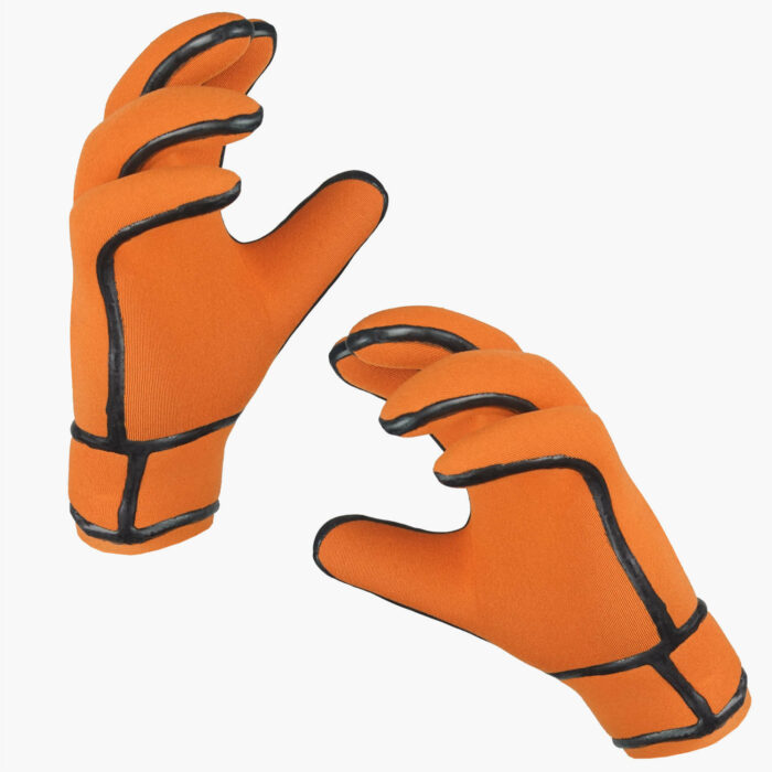 Swimming Triathlon Gloves Orange Liquid Seams