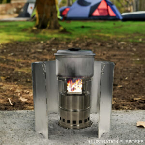 Camping Stove Wind Shield In Use