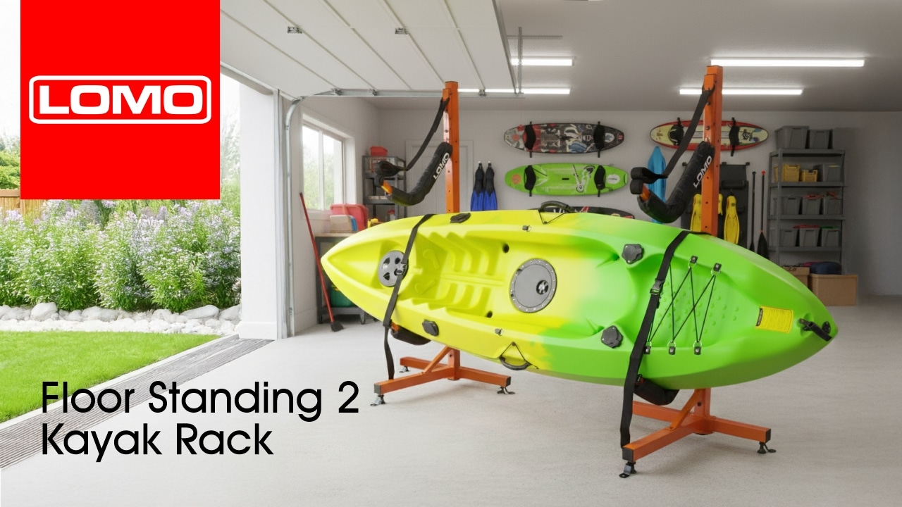 Floor Standing 2 Kayak Rack - Orange Video Thumbnail