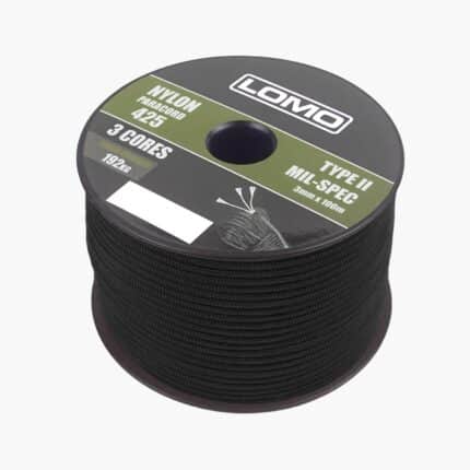 3 Strand 425 Paracord - 100m Black