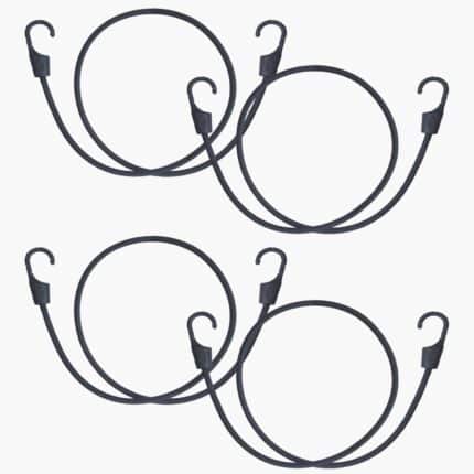 Bungees Black 8mm With Plastic Coated Clips 1M - 4 pack