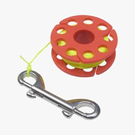 Compact Dive Finger Reel - 15m / 50' Red With Yellow Cord