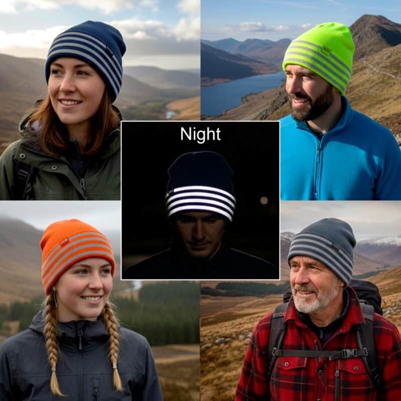 Parhelion Reflective Stripe Beanie Hat Colour Examples
